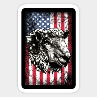 Patriotic Sheep American Flag Sticker